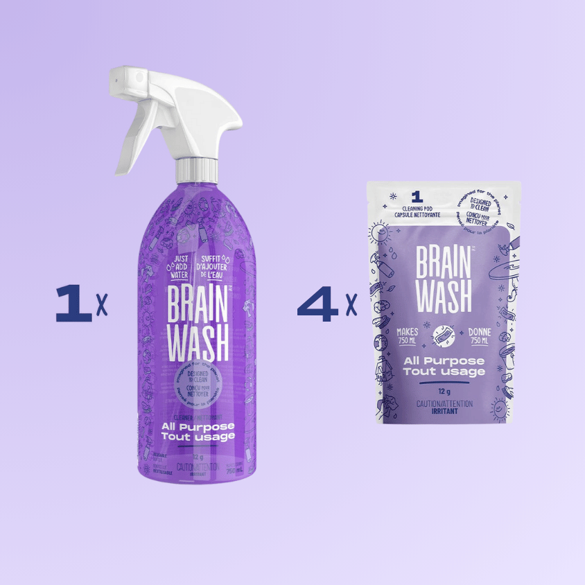 Bouteille de nettoyant tout usage Brain Wash de 750 ml avec 4 recharges