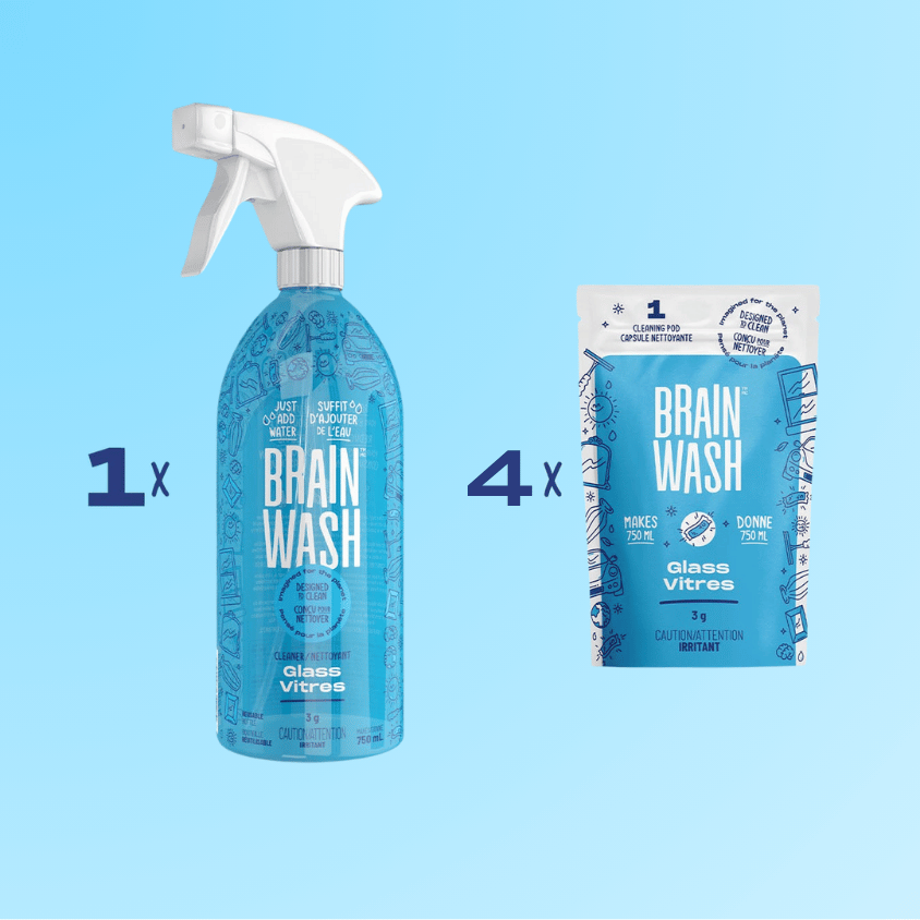 Bouteille de nettoyant à vitre Brain Wash de 750 ml avec 4 recharges
